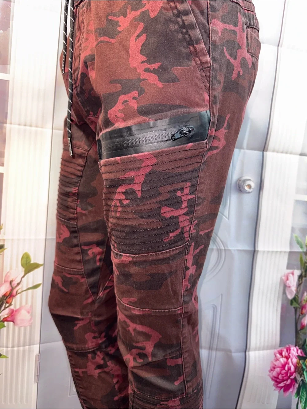 1058-Ring of Fire Men's Maroon Camouflage Jogger Pants
